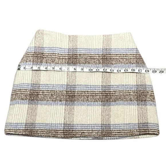 Lulus Cozy Chicness Ivory Plaid Brushed Wool Mini Skirt, Size S, NWOT - Picture 8 of 10